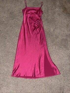 House of Harlow 1960 Wine Satin Spaghetti-Strap Maxi Dress